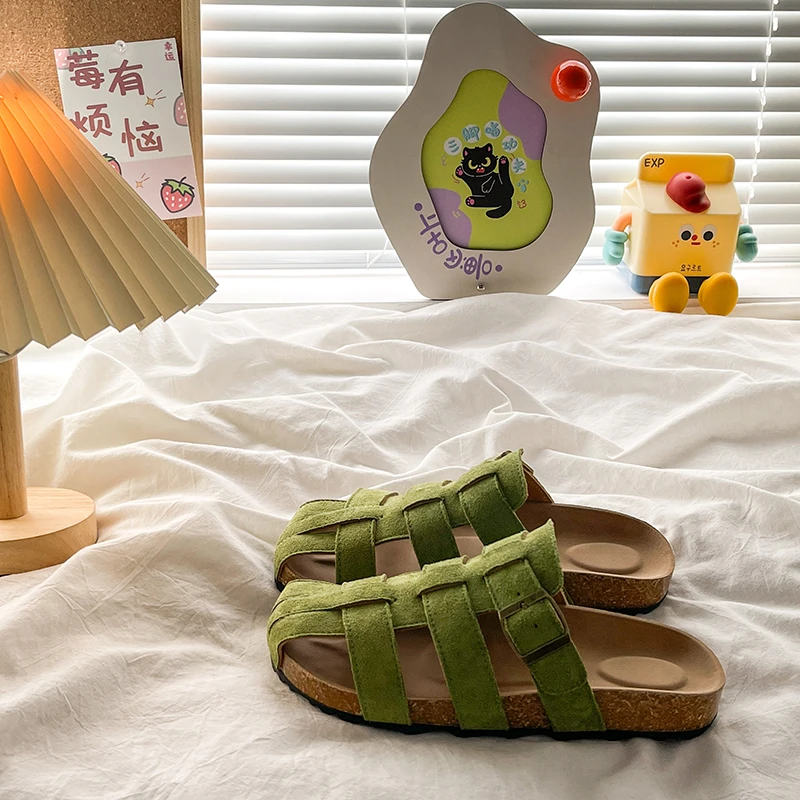 厚底编织镂空勃肯包头拖鞋女夏外穿2025新款懒人一脚蹬猪笼凉拖鞋