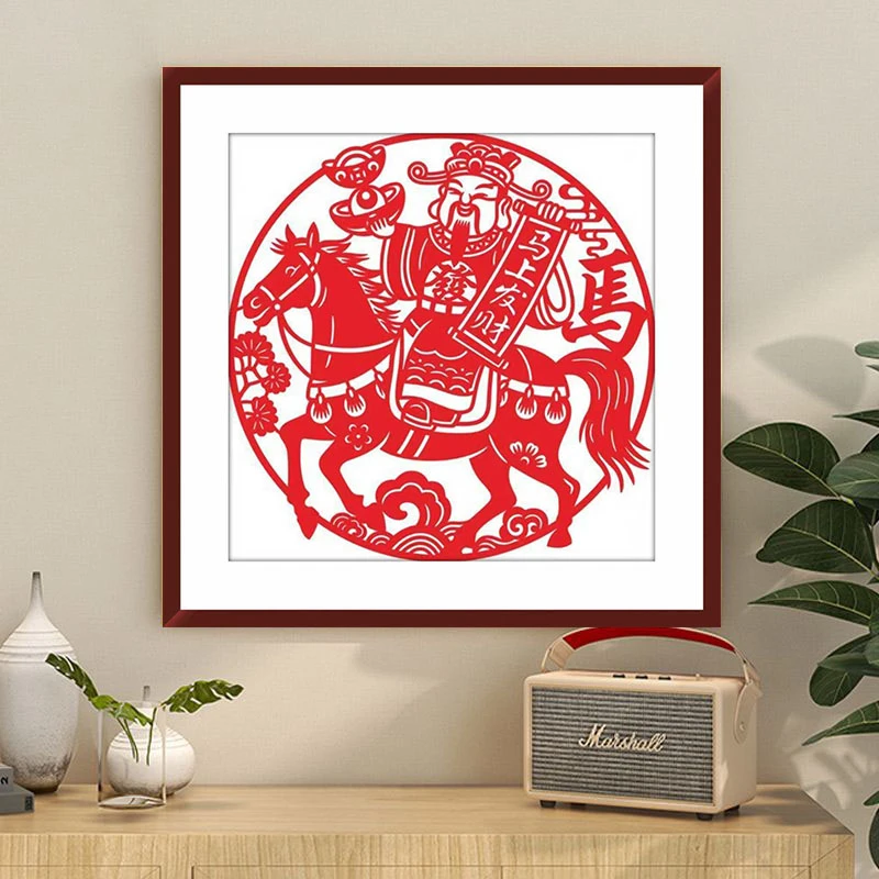 01772马上发财十字绣剪纸红色喜庆简单小件刺绣自己绣套件非满绣