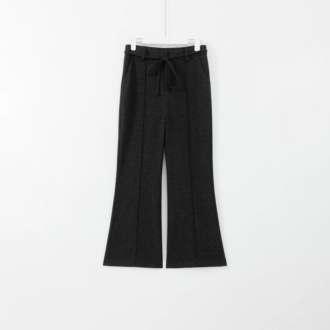 几里与麻 修身显瘦系带微喇加绒休闲裤 裤长101 2101043