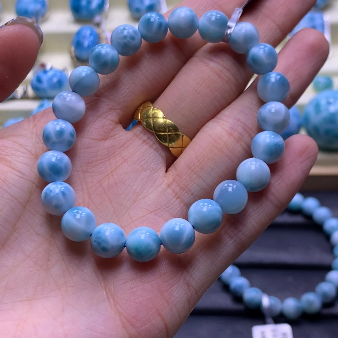 针钠钙石（海纹石）未镶嵌手链性价8mm手串色差略异