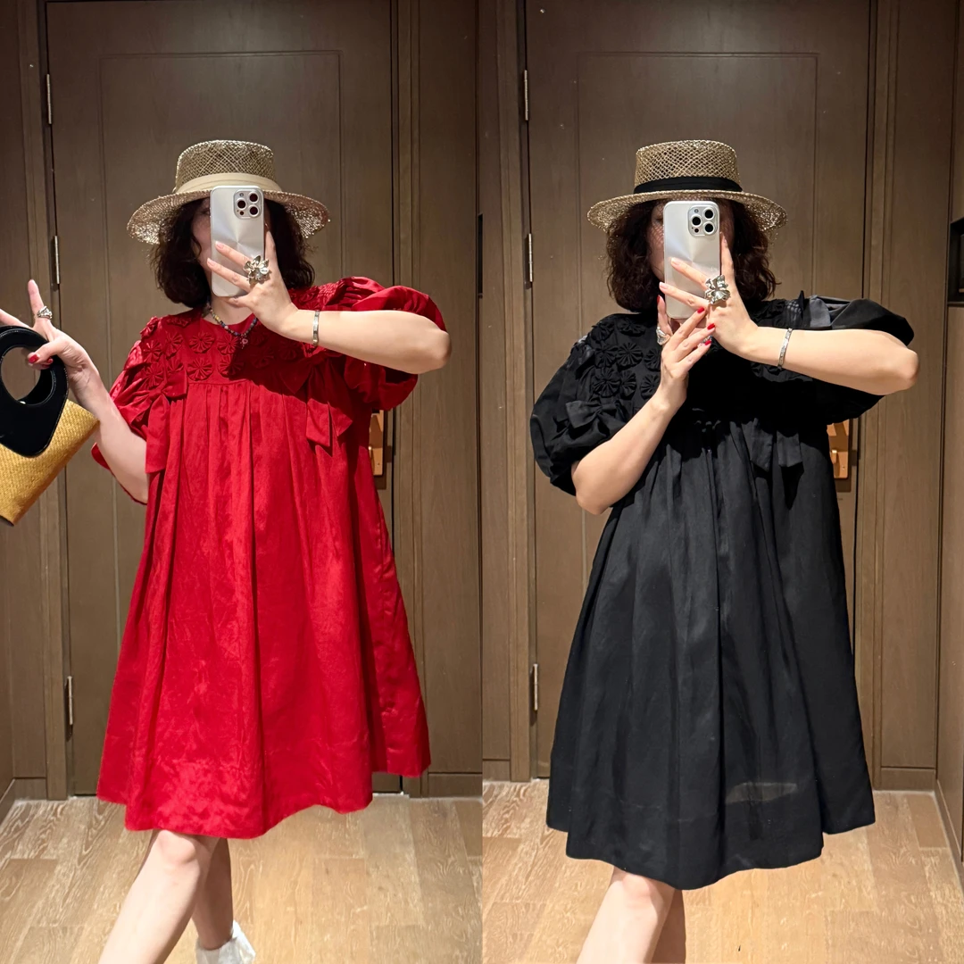 YDFSTUDIO小众【时光恋人】欧货高品立体花朵设计时尚娃娃连衣裙