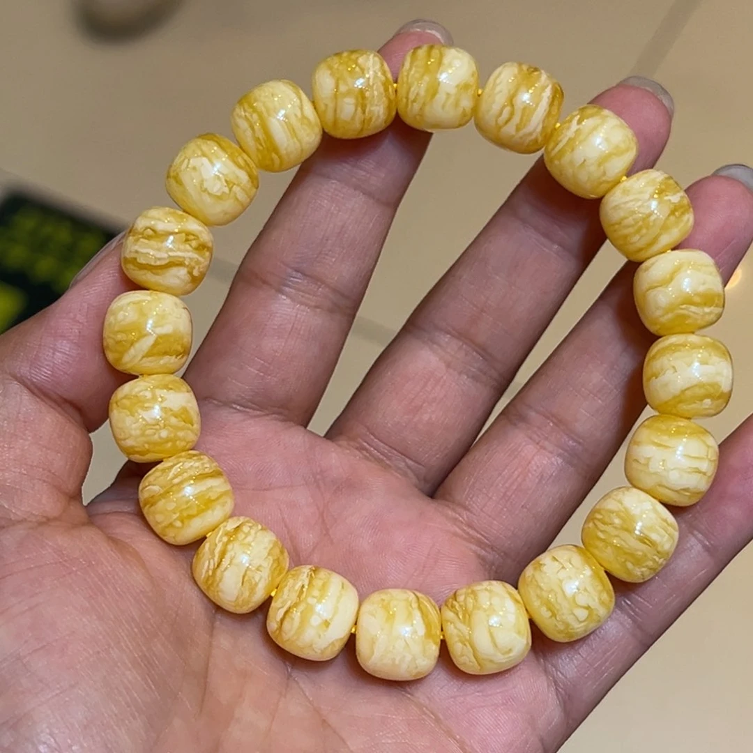 手链琥珀未镶嵌12➕同料虎皮纹老型手串