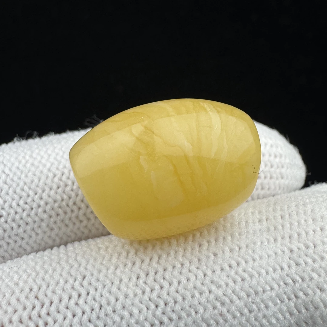 R7819天然俄料蜜蜡鸡油黄马蹄珠 14.4*19.7mm 支持复检