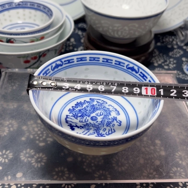 青花玲珑4.5寸，小饭碗，小饭碗
