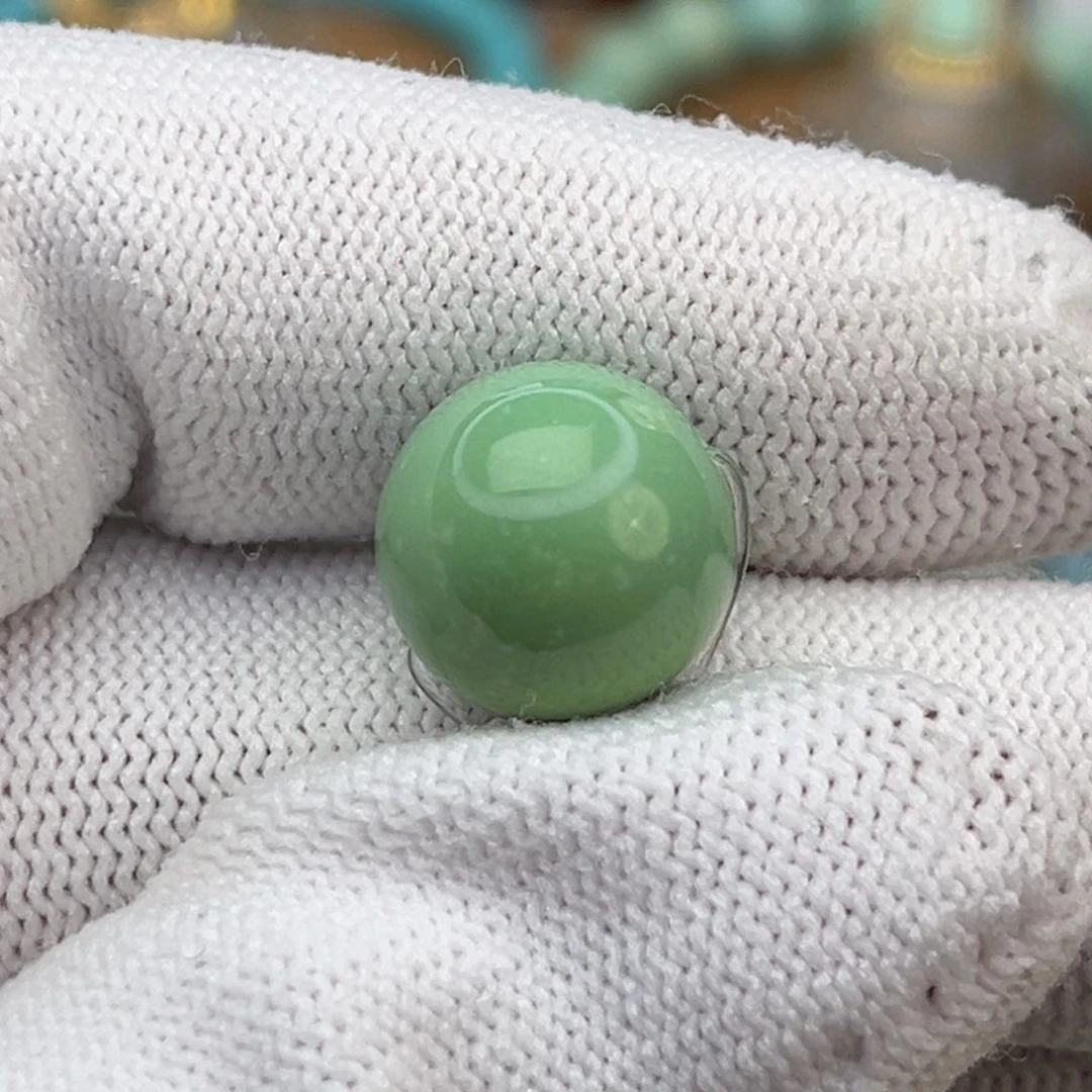 未镶嵌绿松石珠宝奇石翠绿圆珠12.7