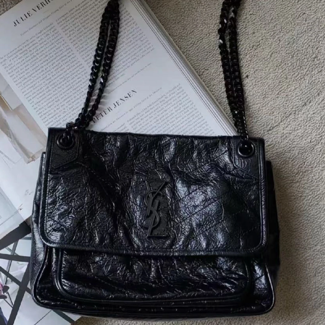 95新 YSL/圣罗兰 小号so black黑色非D扣斜挎包/4737