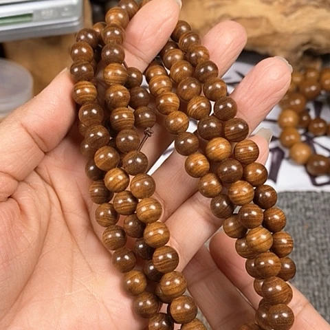 檀香木手串/手链老山檀香黑肉虎纹8.2/108沉水