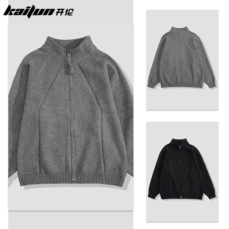 【阿丽专属】开伦Z037019韩系双拉链·线条设计感立领毛衣开衫