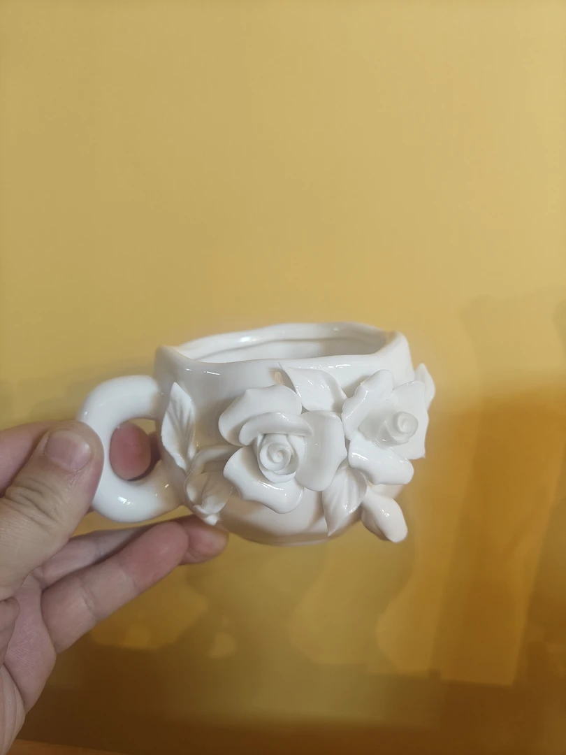 昆轩家玫瑰花捏花手工杯子