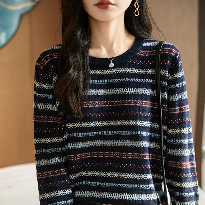 哥弟阿玛施正品提花针织民族风气质宽松亲肤时尚长袖精纺轻奢上衣