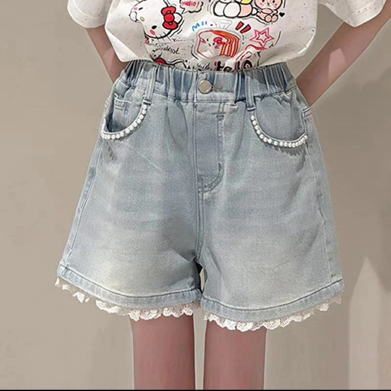 【沫弛尔】346-珍惜蕾丝牛仔裤女大童夏季新品