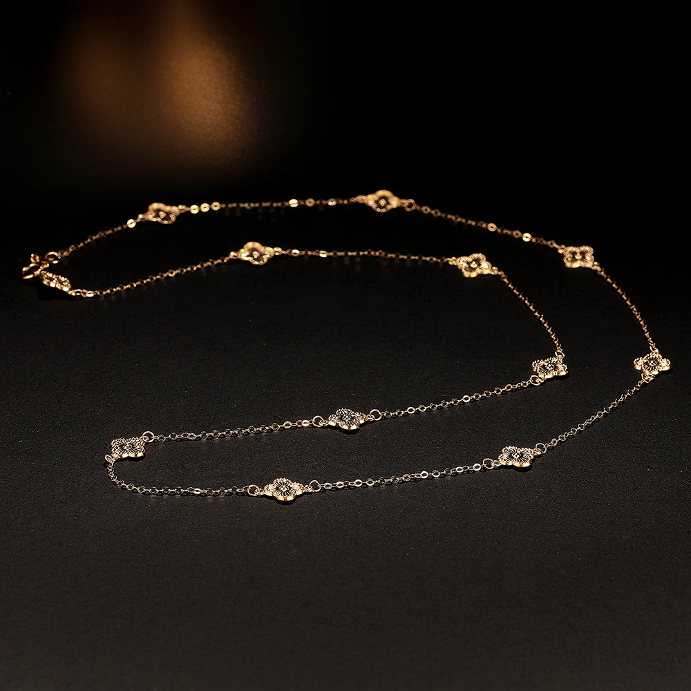 【阿乐专属】18K金幸运草12花满天星项链 时尚百搭简约轻奢精致经