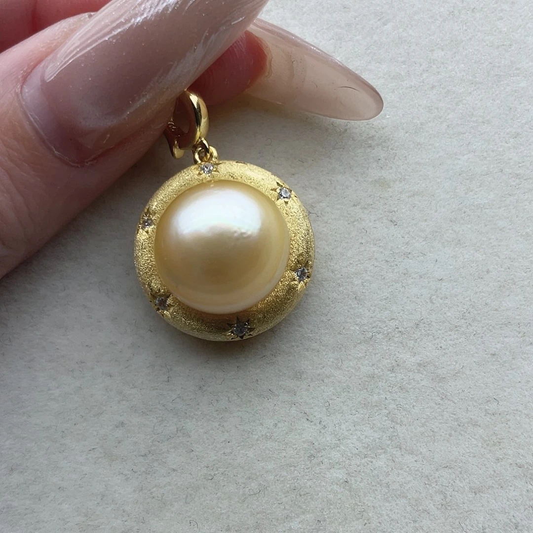 银S925镶嵌吊坠56海水珍珠