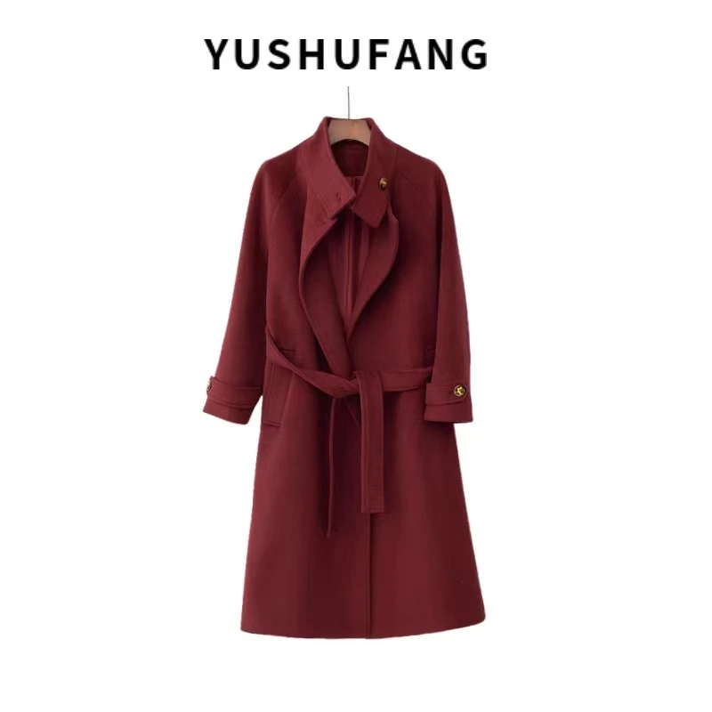 13199羊毛大衣时尚过膝轻奢女装高级感长款气质百搭立领羊毛外套。