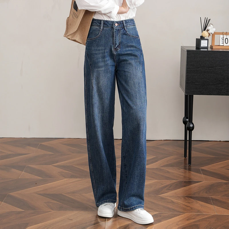 哥弟阿玛施正品立体高腰牛仔弯刀裤秋季新款显高显瘦时尚百搭长裤