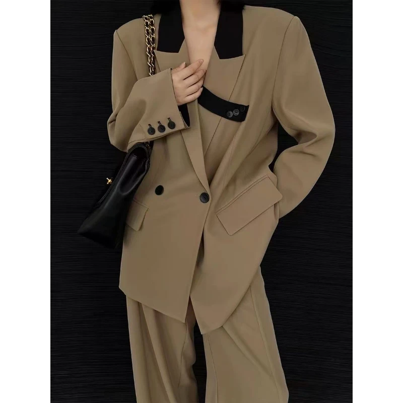 「思思」2025长袖西装开衫外套高腰休闲裤时尚套装HBZW652104