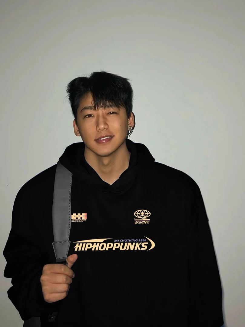 特大码300斤美式hiphop时尚机车风连帽卫衣男女秋季百搭显瘦外套