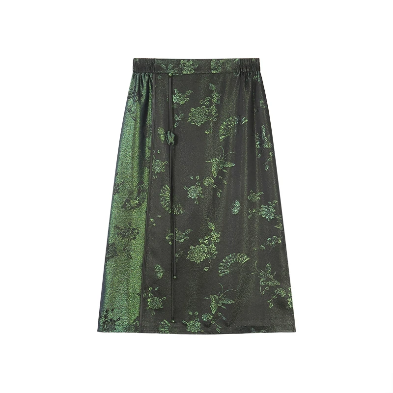 (超细彩金新正绢半裙)国风中式女士半身裙2621