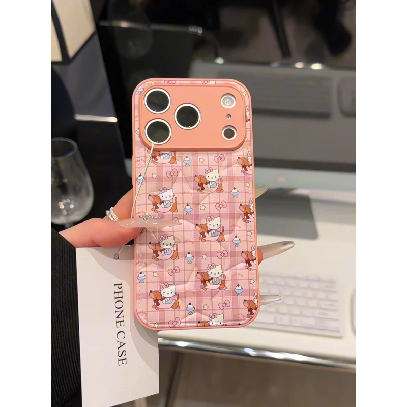 格纹腊肠狗kt适用苹果17pro手机壳16p肤感五角星华为mate70小米15