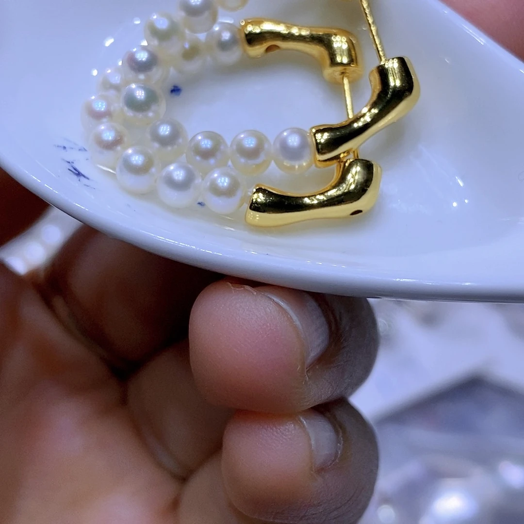 未镶嵌淡水珍珠吊坠耳钉