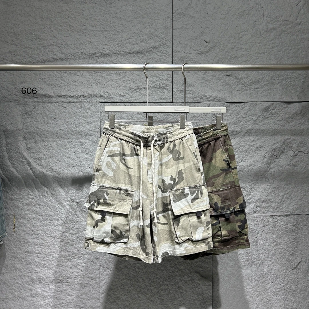 夏季多口袋迷彩水洗纯棉潮流五分短裤户外美式工装中百搭中裤男款