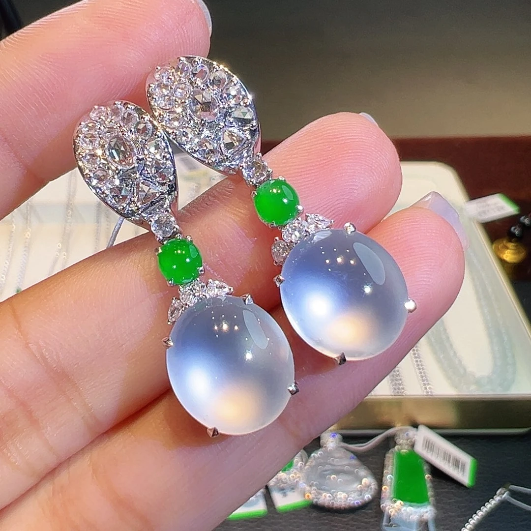 翡翠18K金镶嵌耳饰