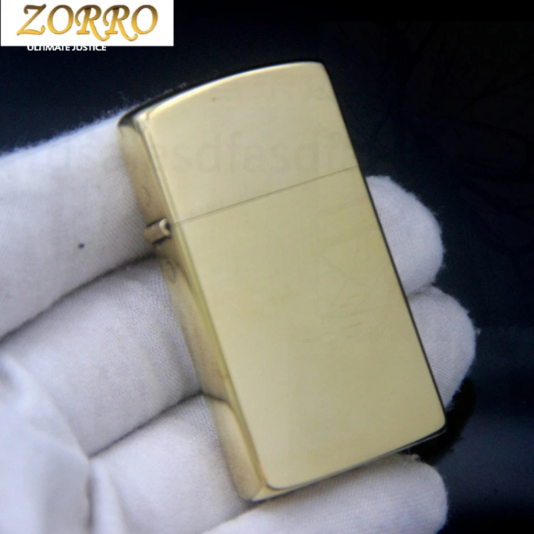 ZORRO佐罗Z909窄版黄铜迷你光板纤巧女士煤油打火机纤巧机经典