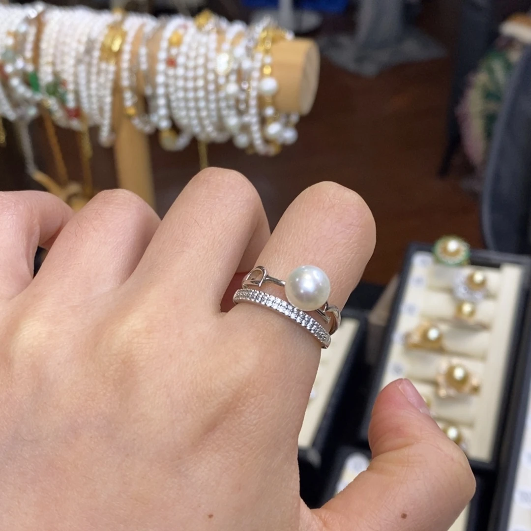 戒指淡水珍珠银S925镶嵌特价