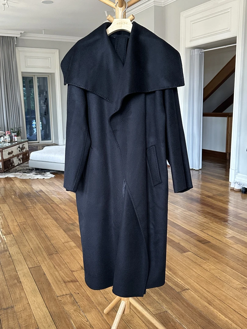 SENSE 25年  双面精细绵羊毛水波纹大衣外套