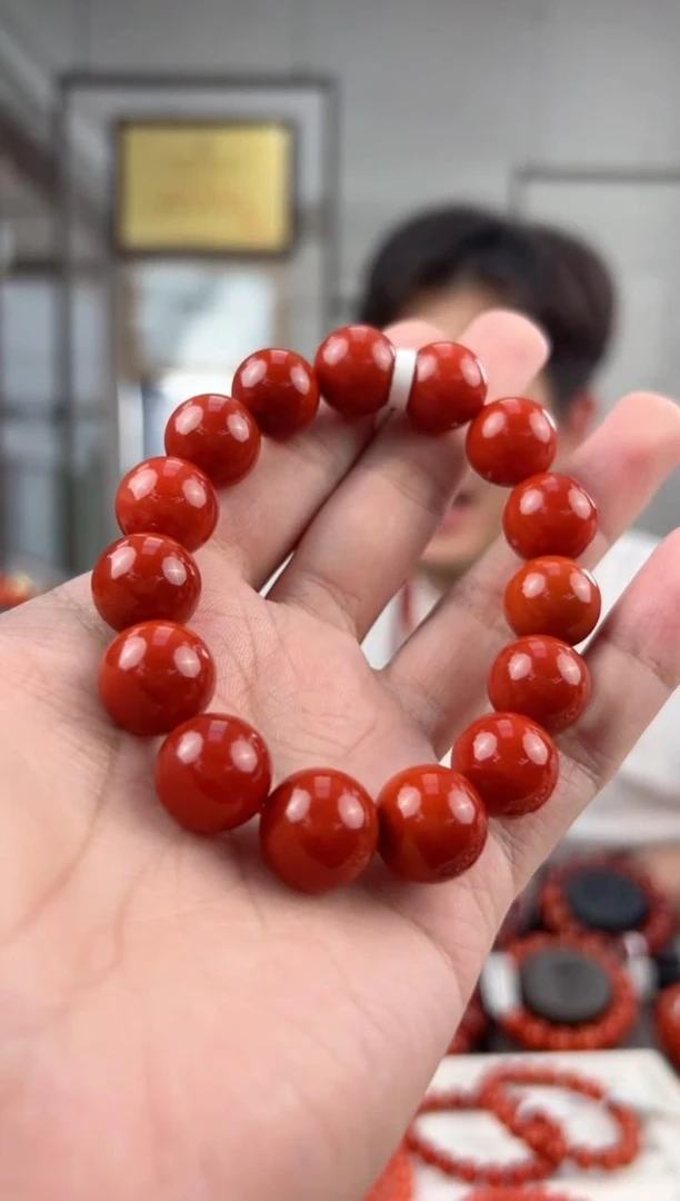 【送福珠宝】南红玛瑙单圈14mm@T05817@