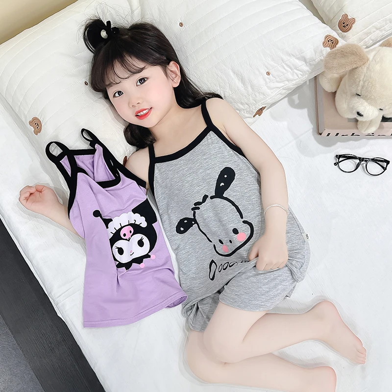 清仓！女童卡通睡衣吊带背心套装宝宝薄款莫代尔宽松儿童家居服