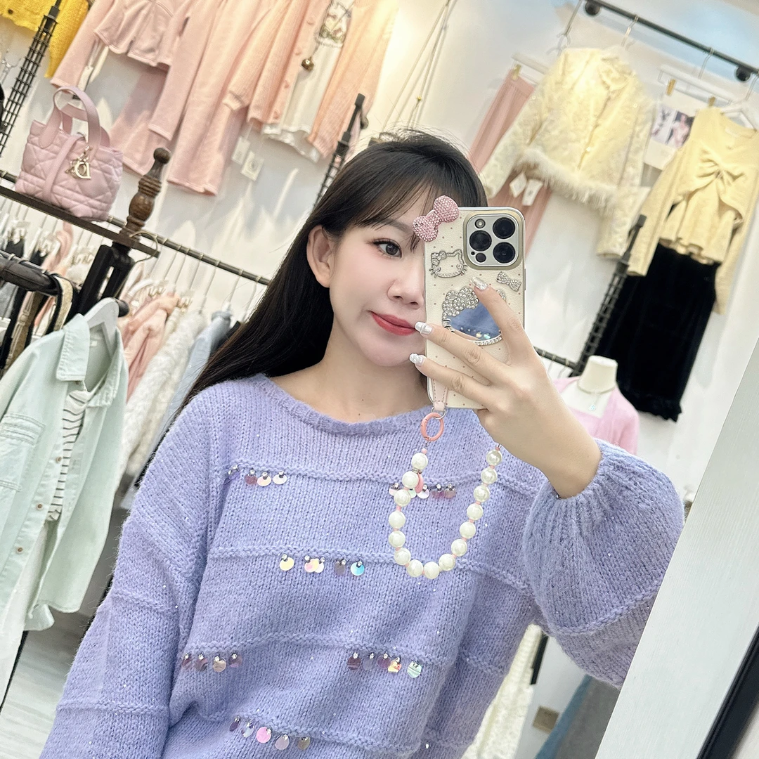 2025秋冬新款韩版时尚休闲通勤气质宽松百搭毛织上衣