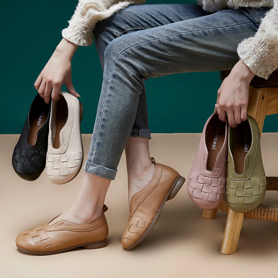 399头层牛皮单鞋女2024软底防滑舒适女单鞋