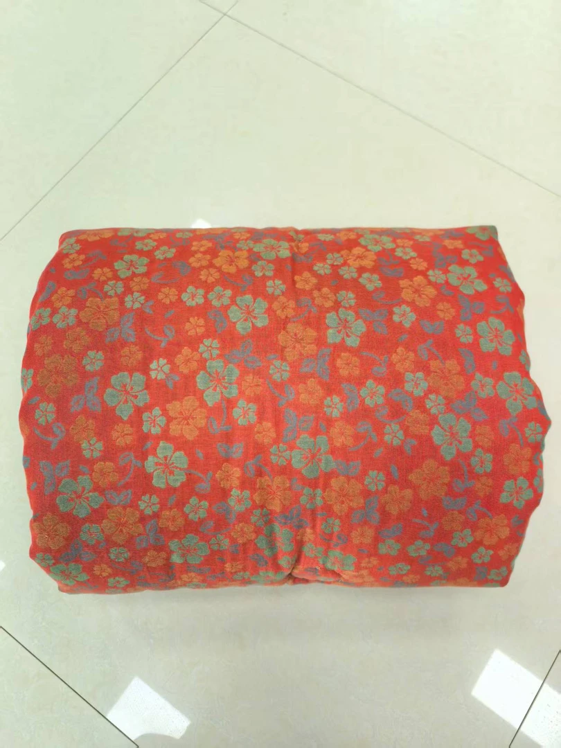 单人橘色碎花双层纱布被1.5x2.0