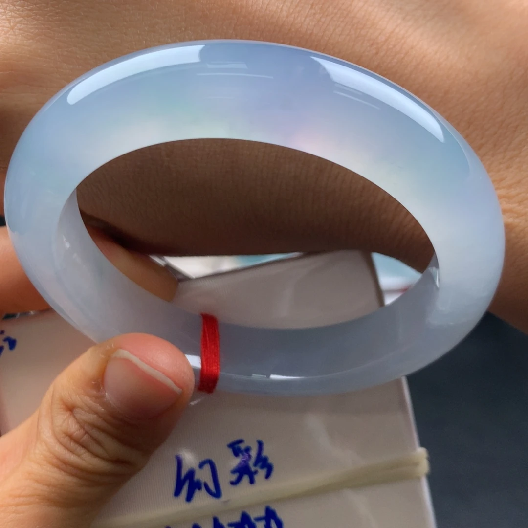 翡翠未镶嵌手镯幻彩特色0毛孔强推