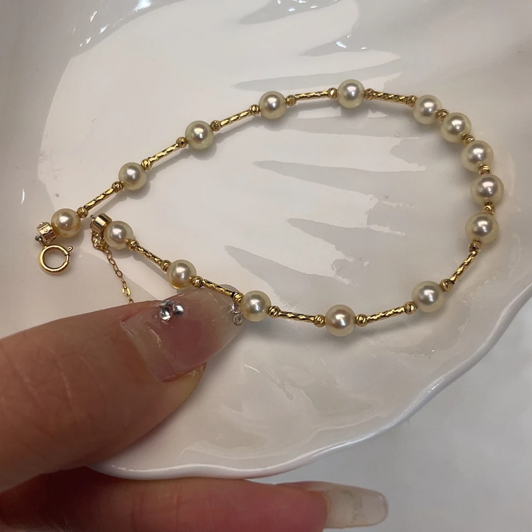 海水珍珠手绳18K金镶嵌