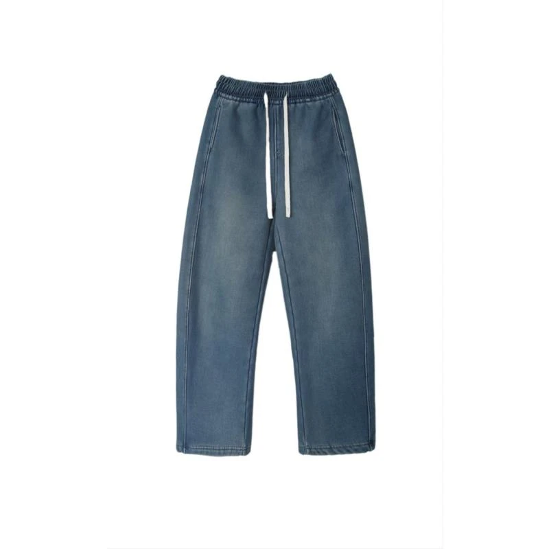 XIAOPAI-「小个子穿搭」2024加绒新款镰刀牛仔裤女装冬款AM-7908