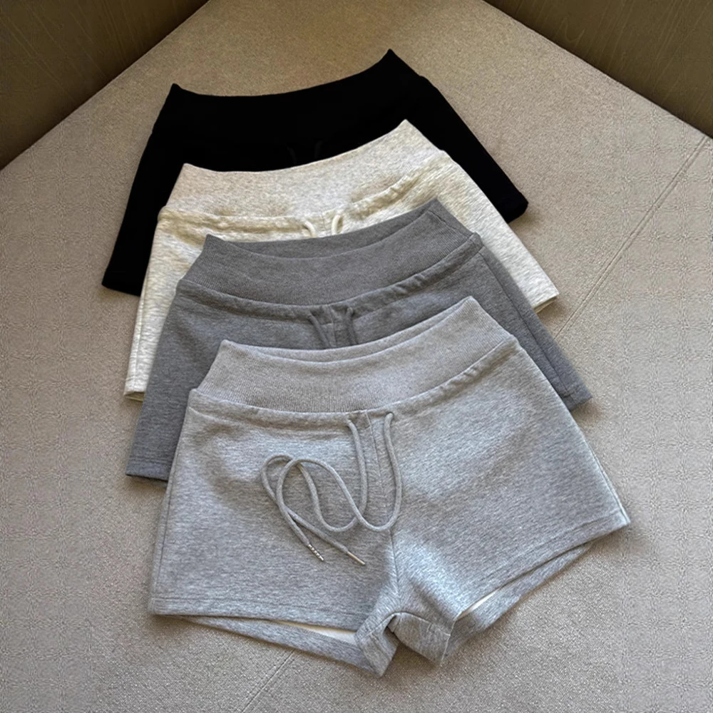 美式灰色运动休闲短裤女2025年夏季新款宽松低腰显瘦小个子直筒裤