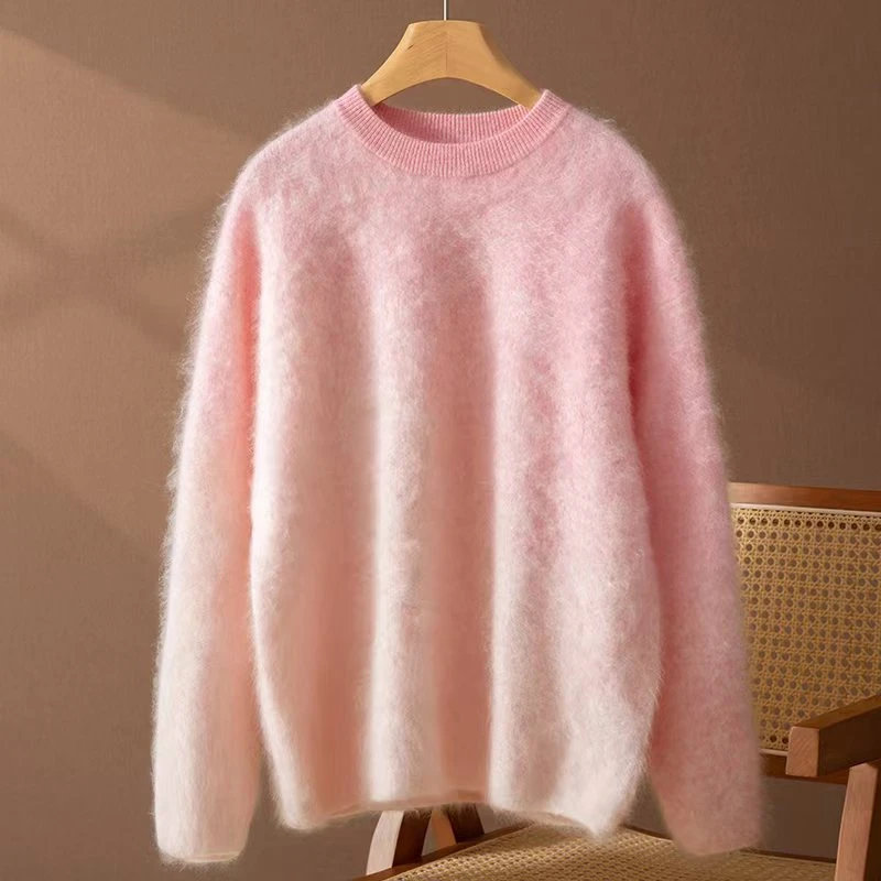 【星空渐变拉绒】 康赛妮A规baby绒！100%山羊绒圆领双股加厚针织衫