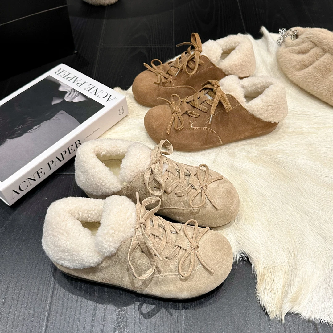 内增高3cm~加绒保暖勃肯鞋休闲鞋女秋冬季新款蝴蝶结二棉鞋女鞋子