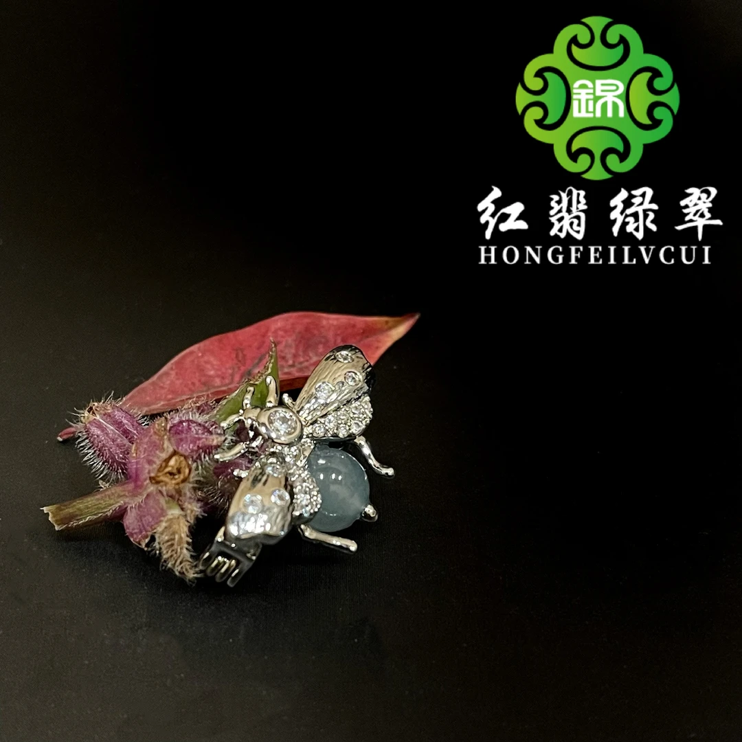 天然A货翡翠甜甜蜜蜜小蜜蜂吊坠胸针两用款轻奢时尚小众