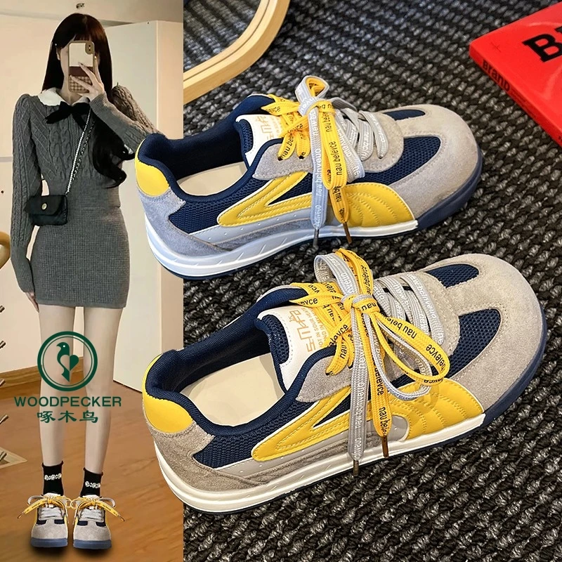 啄木鸟小众时尚休闲鞋ins德训鞋学生防滑轻奢复古韩版阿甘运动鞋