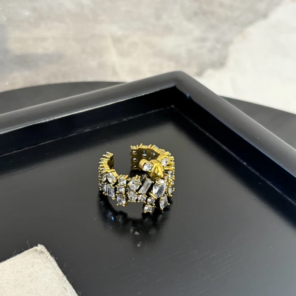 铜合金合成锆石戒指 黄色小熊戒指JZ1909