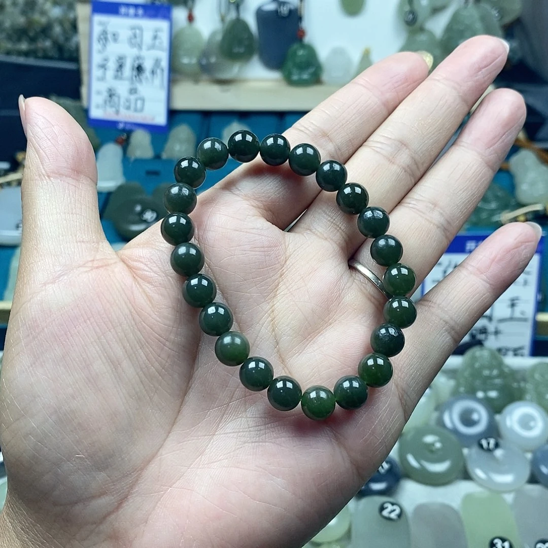 和田玉未镶嵌颈饰湖水绿手串1001