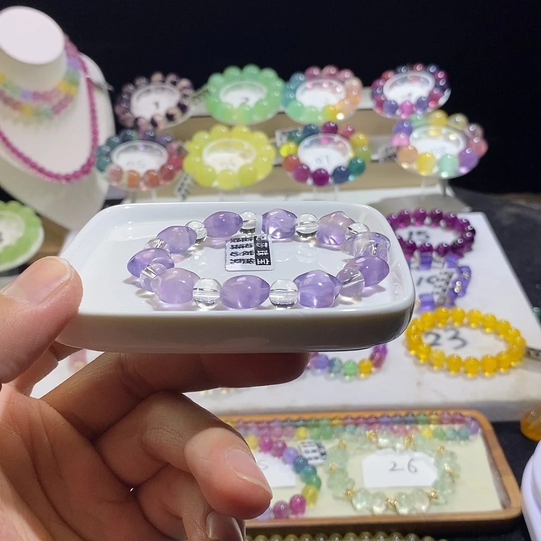 未镶嵌手链水晶薰衣草紫色13nn
