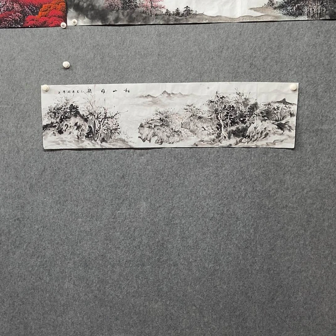 国画四尺对开泼墨山水一副