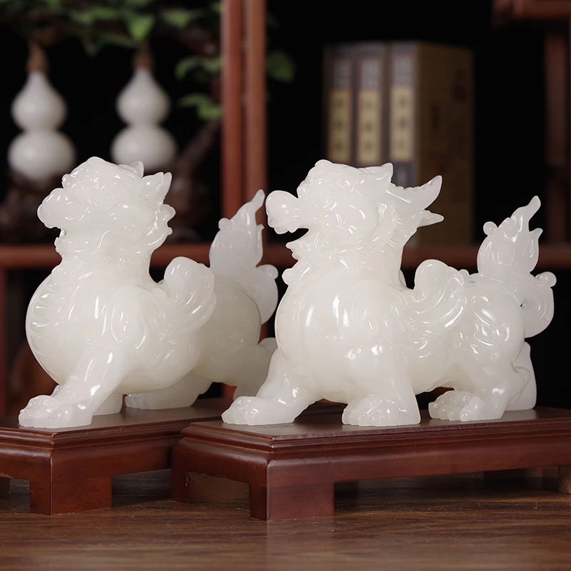 旺财貔貅摆件高端飞天皮丘招财家居店铺大气客厅装饰礼品天然玉石