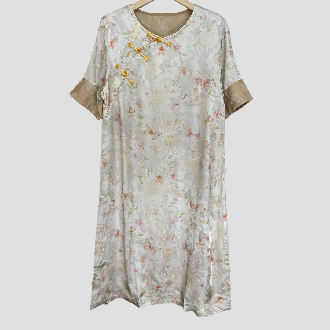 新中式香云老料舒适气质连衣裙女款夏季国风提花宽松长款裙子