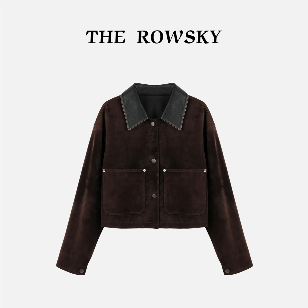 杨圣坤2025秋季新品沙特进口混种羊皮工装风皮衣外套女EY2581009