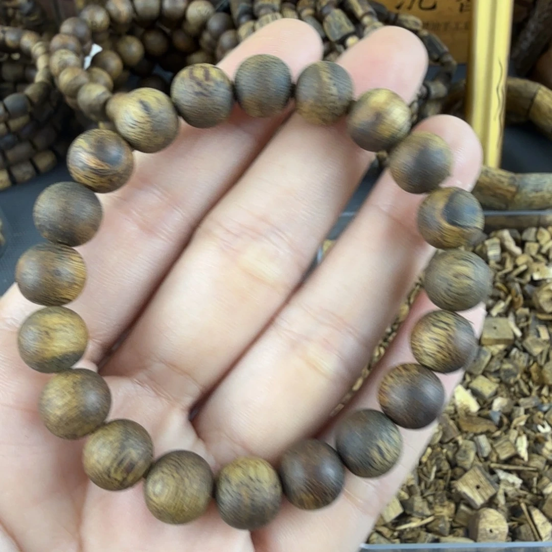 沉香碎屑沉香圆珠单圈10mm